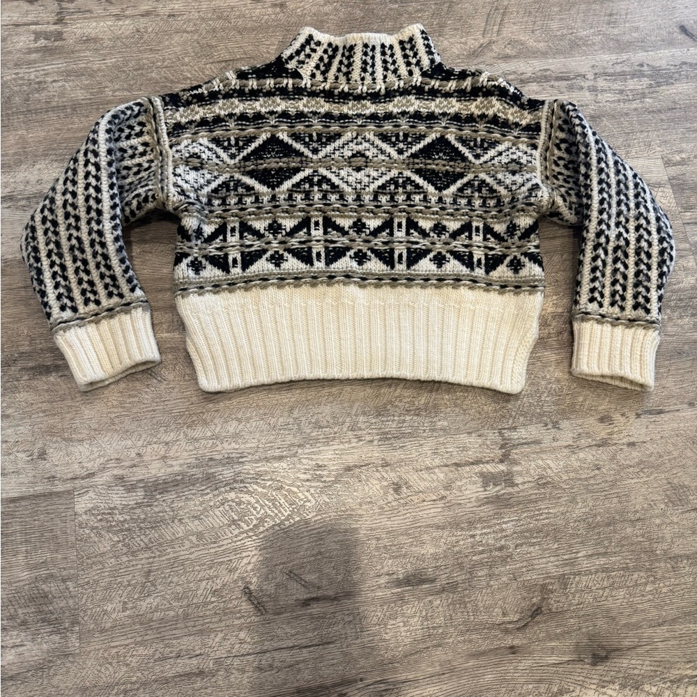 Splendid Cream and Black Turtleneck Chunky Sweater - Picture 9 of 16